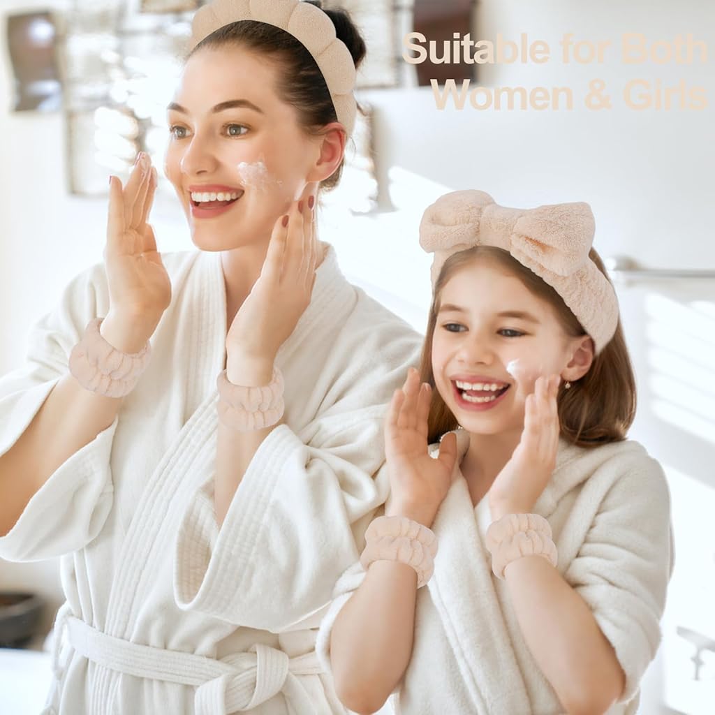 MAYCREATE® Face Wash Hair Bands for Women Spa Headband Wristband Set with Hair Clips Makeup Skincare Head Band Bands Washing Face Teen Girl Gifts 3 PCS MAYCREATE® Face Wash Hair Bands for Women Spa Headband Wristband Set with Hair Clips Makeup Skincare Head Band Bands Washing Face Teen Girl Gifts 3 PCS